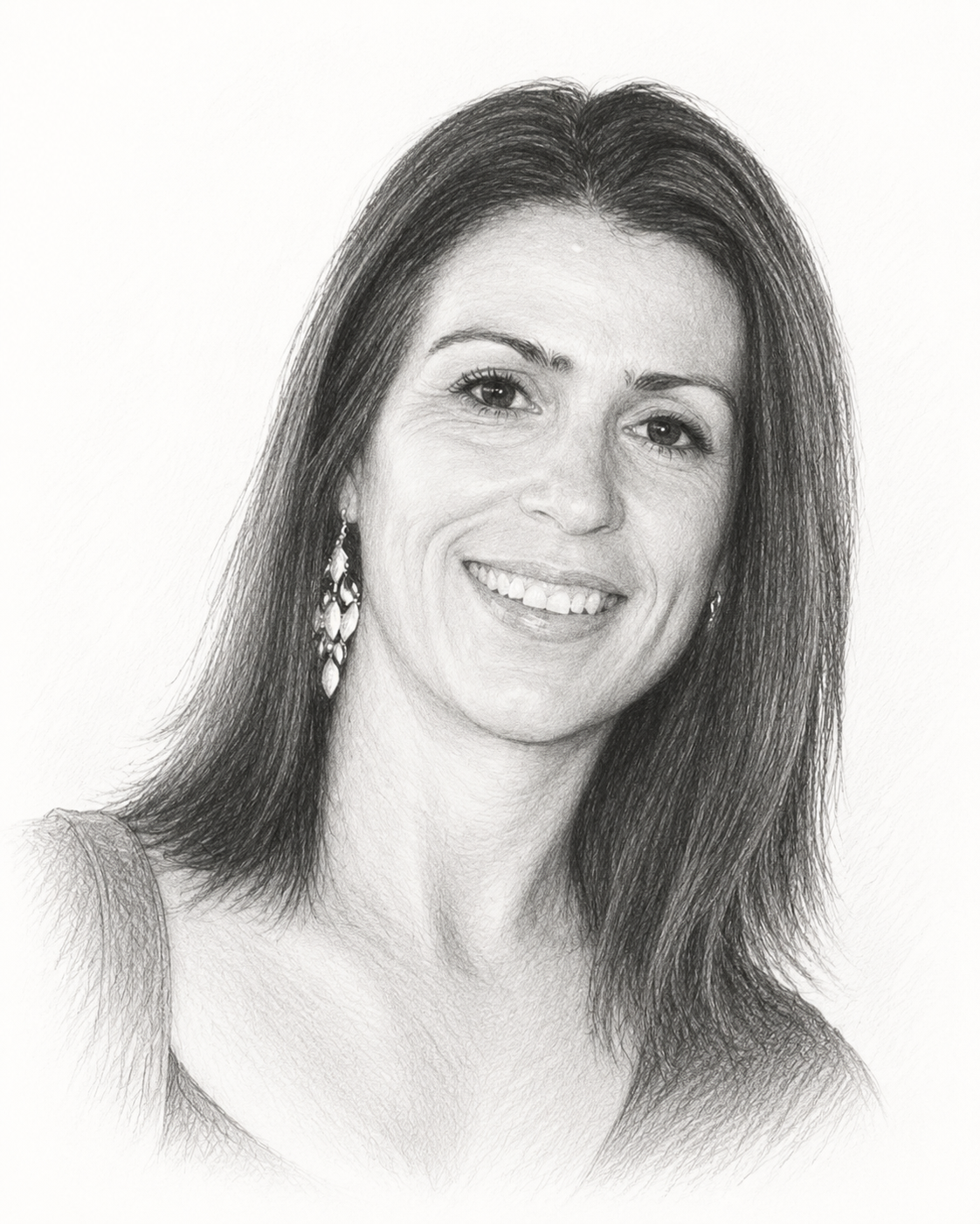 Pencil portrait sketch of Colleen Shaw