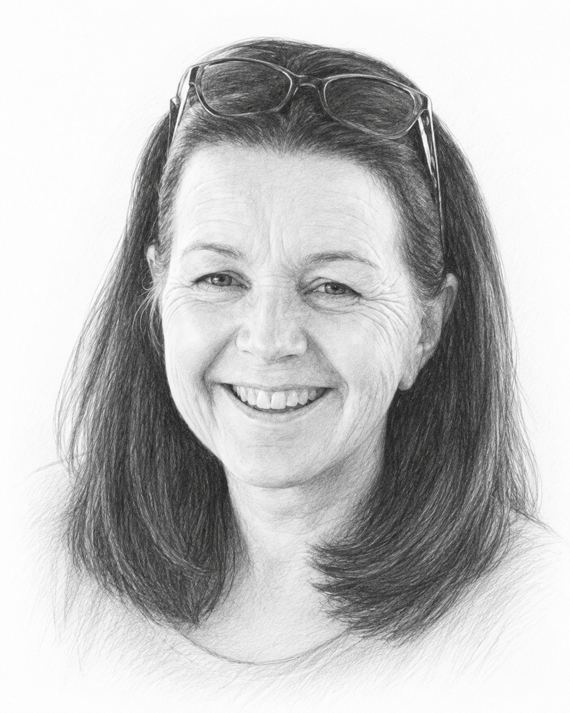 Pencil portrait sketch of Kathryn Stanford