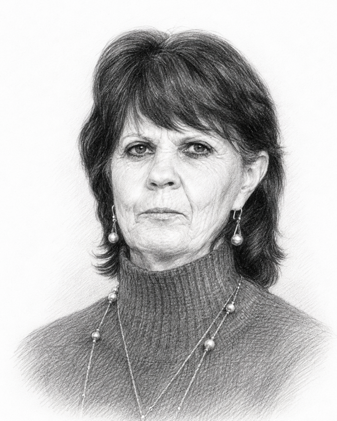 Pencil portrait sketch of Mirna Myburgh