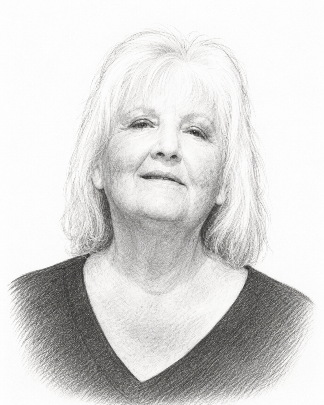 Pencil portrait sketch of Trish Grobler