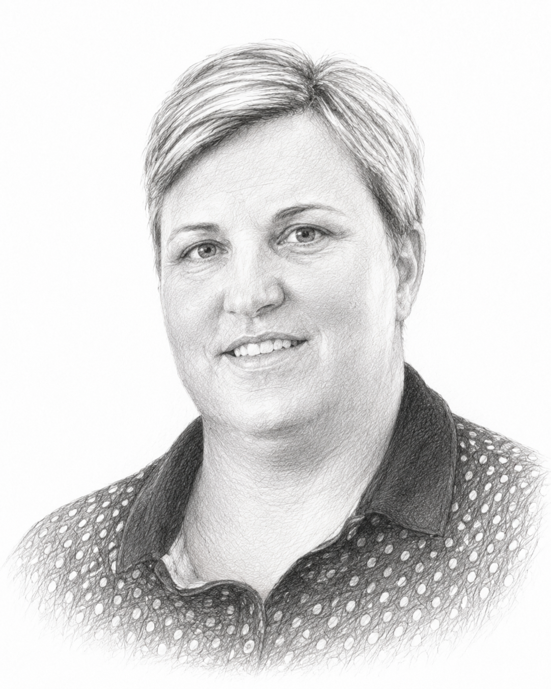 Pencil portrait sketch of Winnie Le Roux